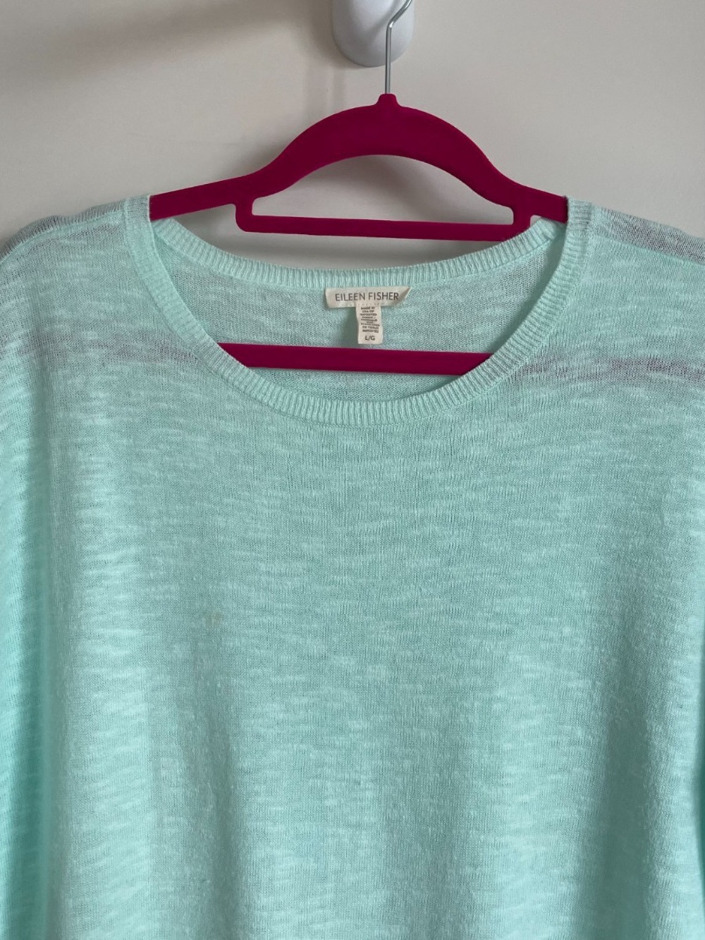 Eileen Fisher Organic Linen Cotton Mint Green S/S Oversized Tunic Top - Picture 2 of 8